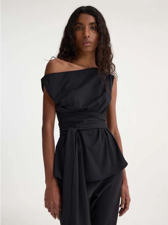 Róhe Tops - Rohe Black Off-Shoulder Wrap Top Size 40/US 10